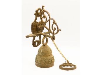 Vintage Wall Mount Angel Brass Bell Door Knocker W/ Hanging Chain Ringer(0673)