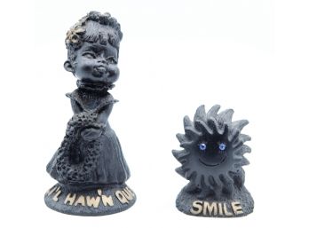 Hand Crafted - Made From Volcano Rocks - Hawaii - 2 Small Figurines (0848)