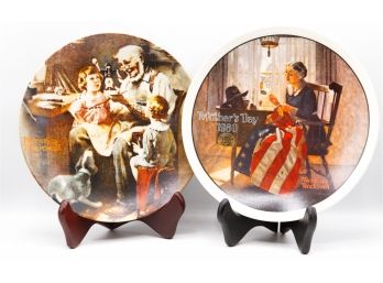 2 Norman Rockwell Decorative Plates - In Original Box - 'The Toy Maker' & 'A Mother's Pride' (0641)