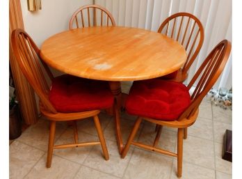 Round Wooden Table W/ 4 Chairs - 42' Round - Pedestal Legs - Condition As Is(G176)