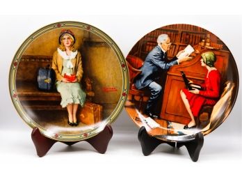 2 Norman Rockwell Decorative Plates - In Original Box - With Certificate Of Authenticity (0642)