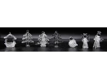Vintage Silvestri Collectible Spun Glass Christmas Holiday Ornaments Lot Of 7  (0886)