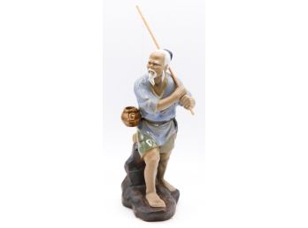 Original Vintage Glazed Ceramic Figurine - Chinese Wanjiang Mudman Fisherman - Collectable(0652)