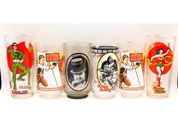 Lot Of 6 Retro Cinematic Glasses - Pepsi/coca Cola Collector Series -  (0698)