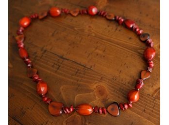 Barse Red Coral Beaded Necklace (001)