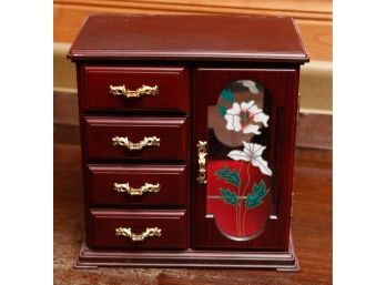 Small Wooden Jewelry Box - W/ Glass Door  (0817)