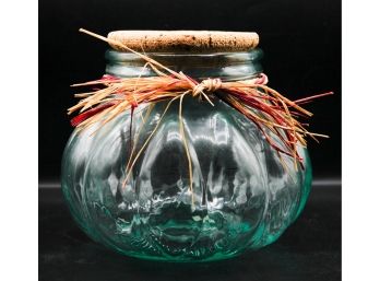 Glass Pumpkin Apothecary Cookie Jar Canister Cork Lid (0875)