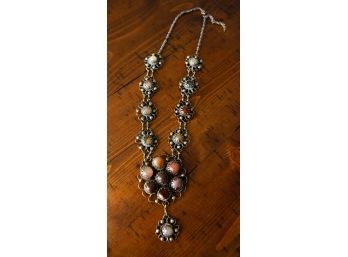 Vintage - Topaz Necklace Set In Gunmetal - Necklace (008)