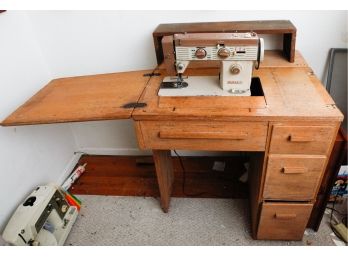 'White' Sewing Machine Co. - Vintage Wooden Sewing Machine Table W/ 3 Drawers  - 31x29x17 (0781)