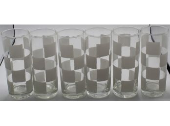 Tall Decorative Checkered Drinking Glasses (6)