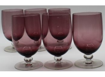 Set Of 6 Purple Wine Glasses