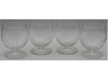 Set Of Etched Scotch Glasses (4)