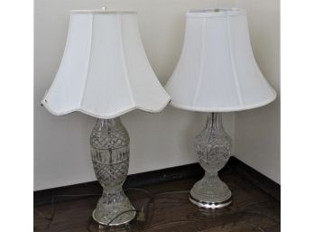 Pair Of Vintage Glass Crystal Table Lamps