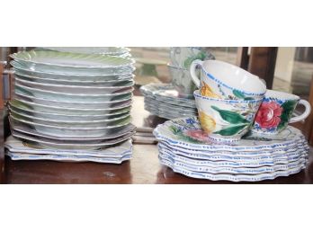 Lot Of Assorted Saucers And Hand Painted Dishes