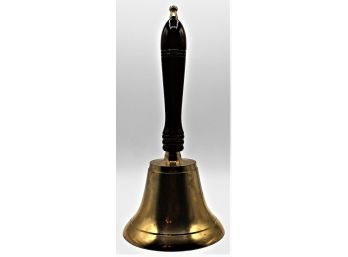 Solid Brass Heavy Hand Bell School Bell - Caroling Service Bell Wood Handle