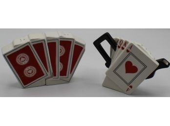 Vintage Playing Cards Salt & Pepper Shakers & Creamer