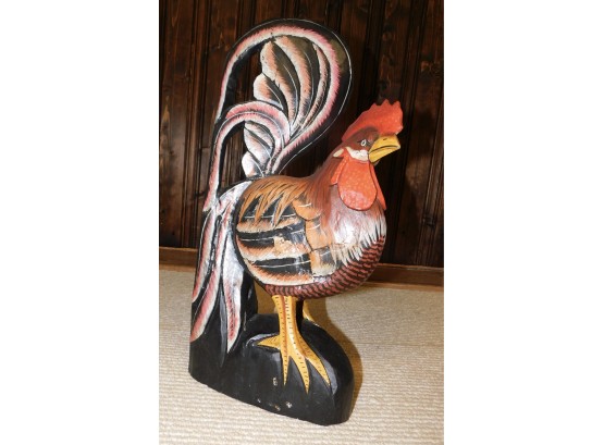 Hand Painted Decorative Wood Carved Rooster (w170)