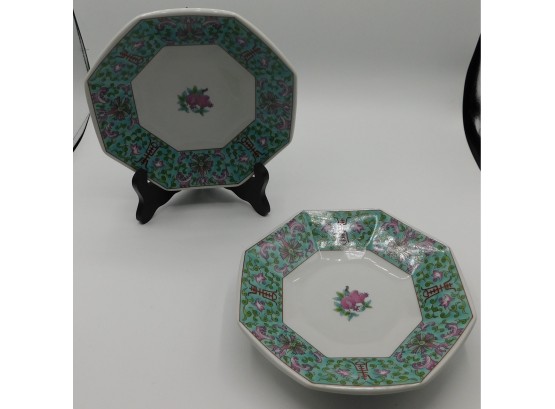 Set Of Oriental Footed Bowls (w088)