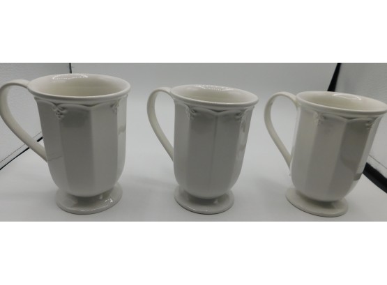 Set Of 3 White Ceramic Mugs (w103)