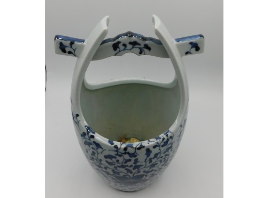 Lovely Ceramic Floral Pattern Vase With Handle (w233)