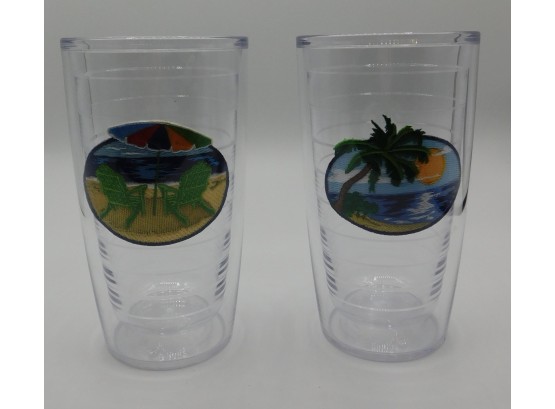 Pair Of Plastic Vacation Beach Cups (w100)