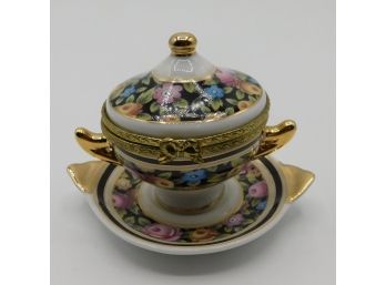 Mini Oriental Porcelain Jewelry Holder With Plate (w112)