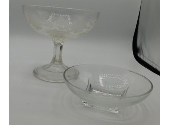 Lovely Pair Of Cut Glass Bowls (w125)