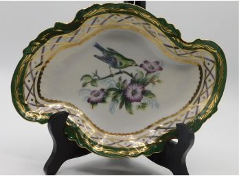 Decorative Enesco Winterthur Porcelain Plate With Floral Bird Design W/Gold Accents #682 (w244)