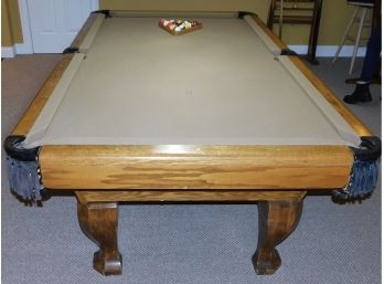 Solid Wood Official Size Pool Table With Beige Felt  (w013)