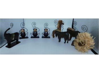 Lot Of Bent Metal Jungle Animal Figurines (w114)