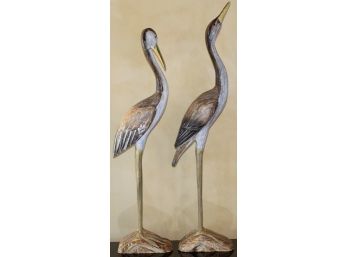 Pair Of Decorative Stork Statues (078)