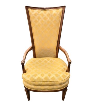 Hollywood Regency Style High Back Upholstered Armchair - #SW
