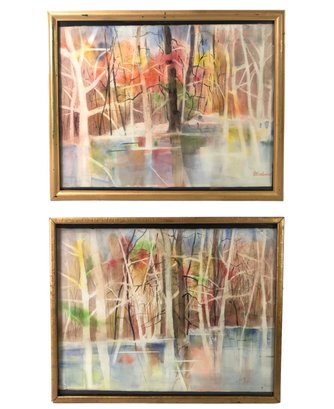 Forest Landscape Watercolor Paintings, Madilyn Ann Crawford-Woolwich (American, 1932-2019) - #S11-3