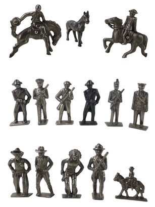 Collection Of Pewter Toy Soldiers, Cowboys & Indians - #JC-L