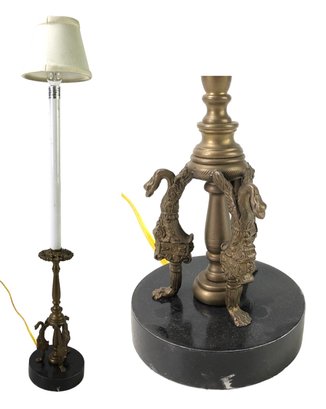 Art Nouveau Brass & Aluminum Base Table Lamp, WORKS - #S16-5
