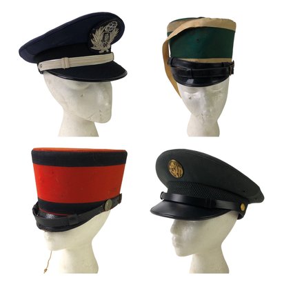 Vintage Greek Police Visor, US Military Hat & Marching Band Hats - #S14-3