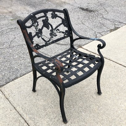 Vintage Wrought Iron Patio Chair With Grapevine Pattern - #BOB