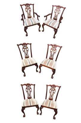 Chippendale Style Dining Chairs With Carved Ball & Claw Feet (Set Of 6) - #BR