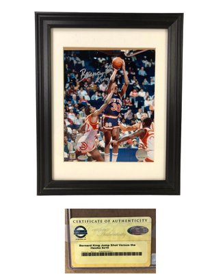 Autographed Bernard King New York Knicks Jump Shot Versus The Hawks Photograph With COA - #S6-2