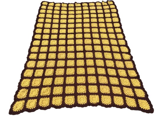Hand Crocheted Granny Square Afghan Blanket - #S12-2