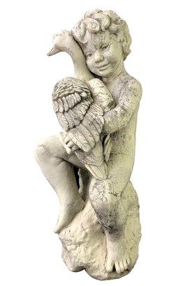 Boy Holding A Duck Composite Garden Statue By Hen-Feathers Collection - #W1