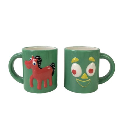 Gumby & Pokey Ceramic Coffee Mugs By Prema Toy Co. Inc. - #FS-7