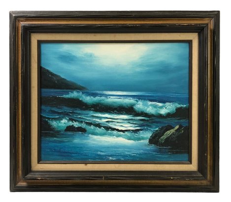 Coastal Landscape Oil On Canvas Painting, Signed - #LBW-W