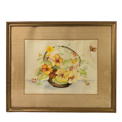 Floral Still Life Watercolor Painting, Signed Vera Otto - #A8