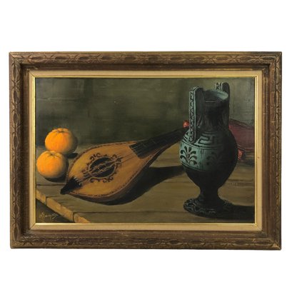 Grecian Still Life Oil On Canvas Painting, Signed - #SW-7