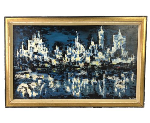 Abstract Oil On Board Painting, 'Reflections,' Signed R.M. Rapp - #LBW-W