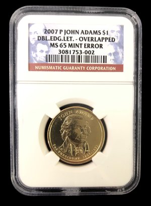 2007 P John Adams Dollar Coin, NGC Mint Error - #JC-B