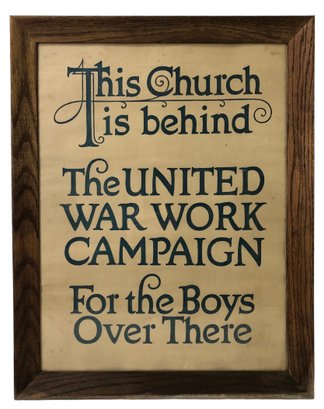 WWI 'This Church Is Behind The United War Work Campaign' Lithographic Poster - #A11