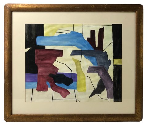 Abstract Watercolor Painting, Signed Ralston Crawford - #B2