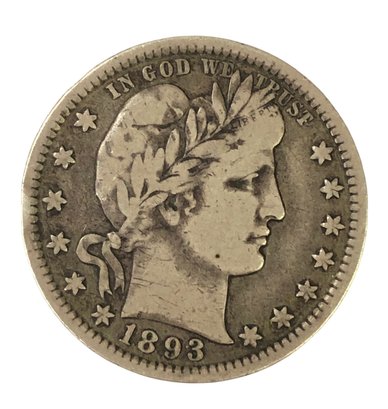 1893 Silver Barber Quarter Coin - #JC-B